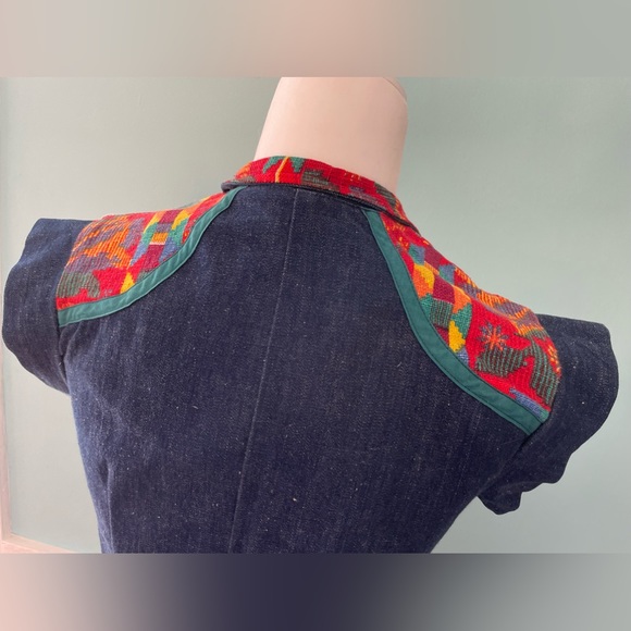 Vintage 1970s Retro Boho Denim Dress OOPS CALIFORNIA  Size 5/6 - Picture 3 of 9